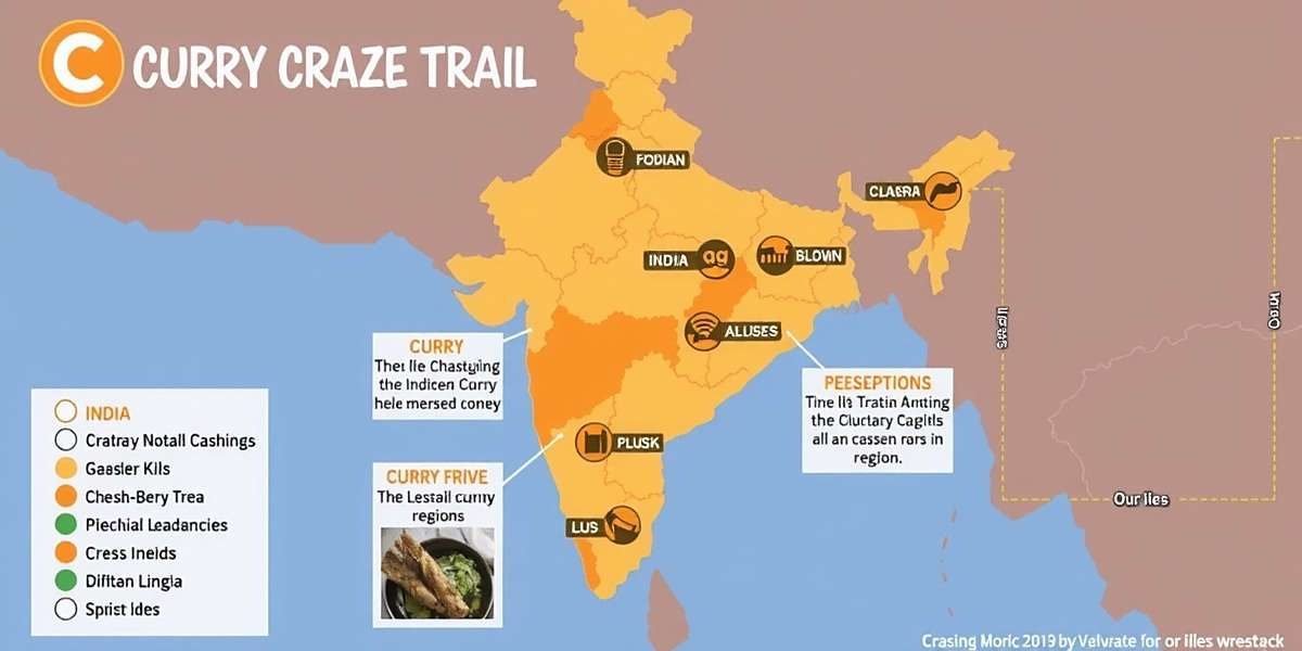 Curry Craze Trail - Indian regional cuisine map Map of India highlighting different culinary regions featured in Curry Craze Trail